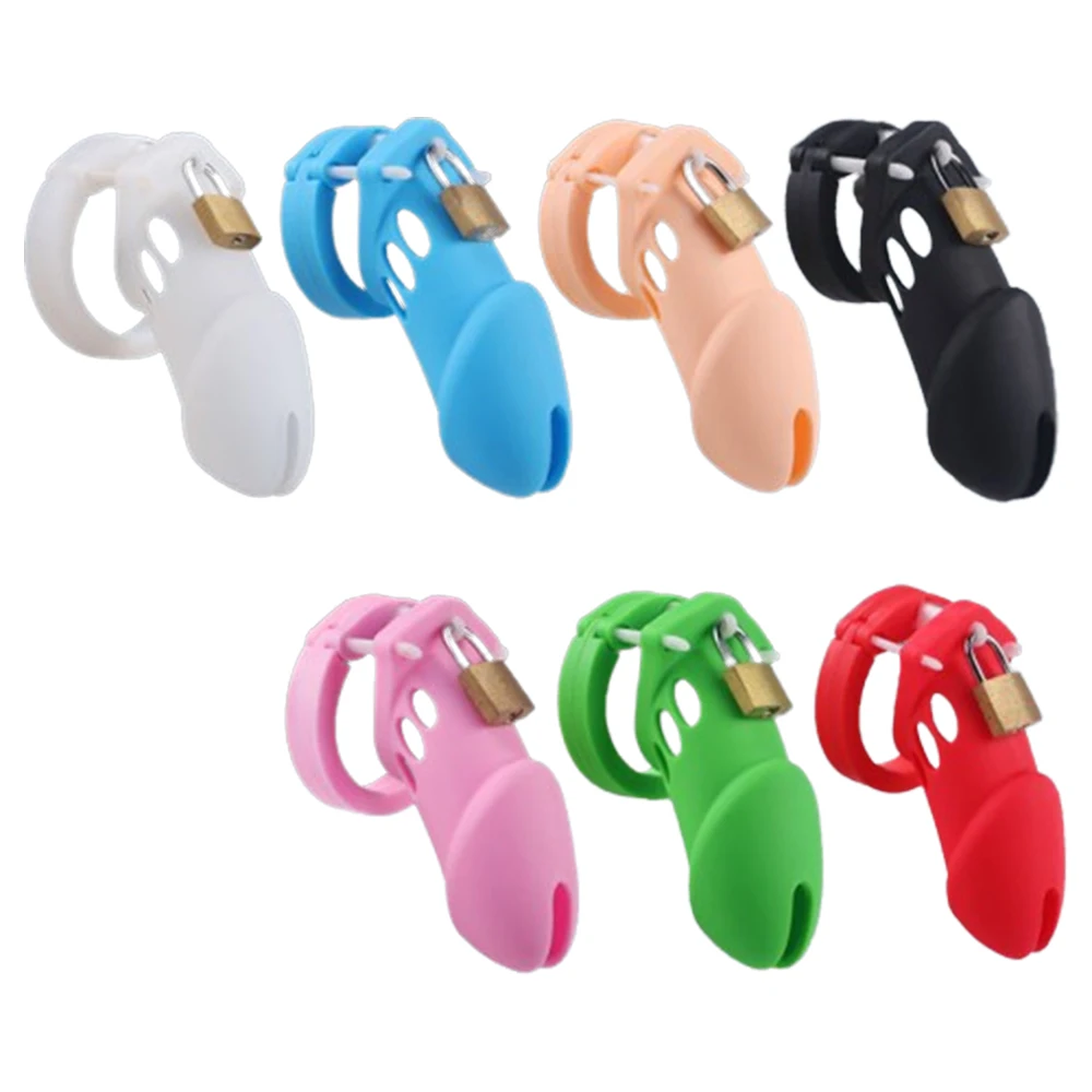 Silicone Chastity Cage Male Cock Lock With 5 Sizes Penis Ring Chastity Belt Sextoys For Men Stretcher BDSM Gay Sex Shop penis chastity cage chastity lock sex toy