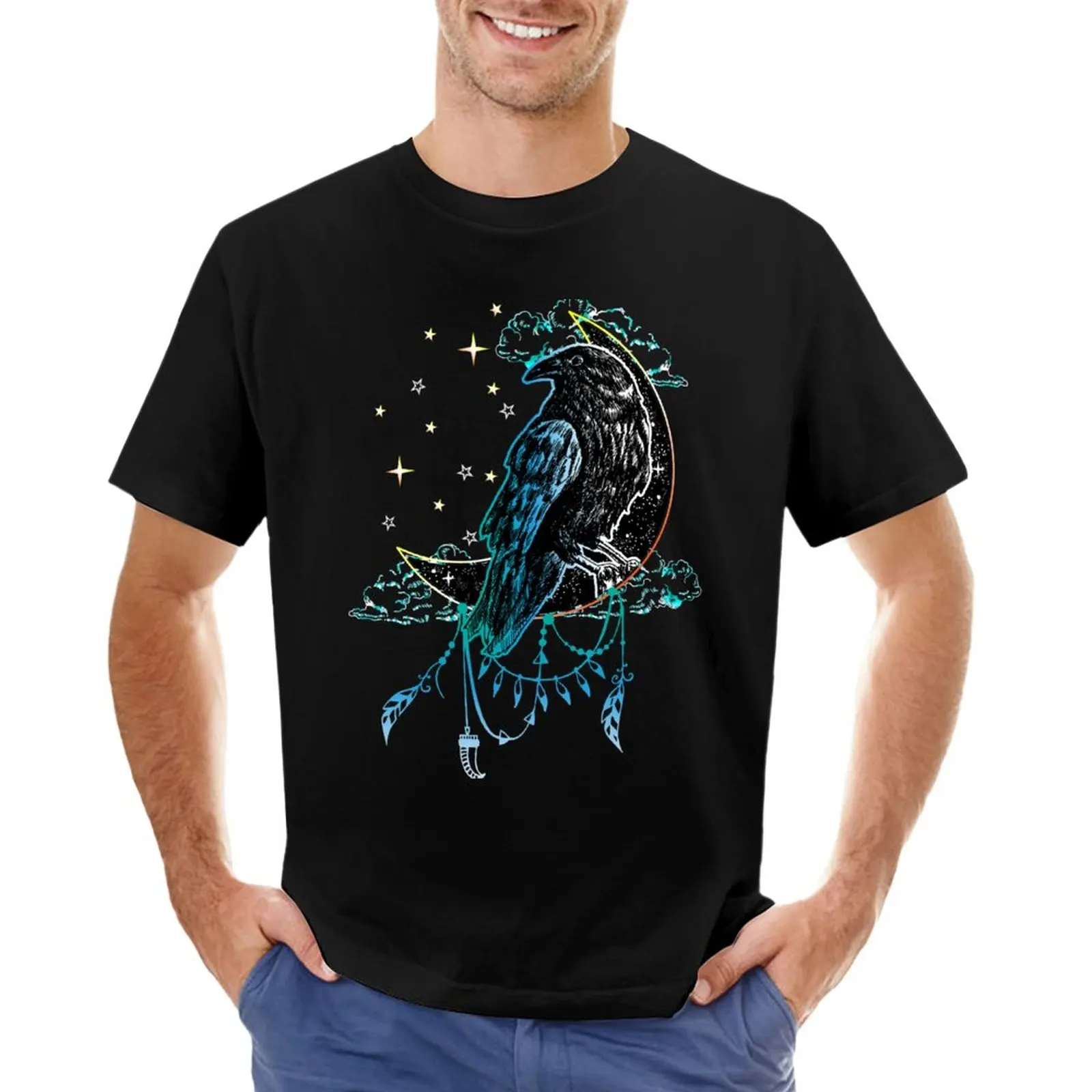 

Crow on the Moon - Black Raven T-Shirt tops new edition oversizeds sweat clothes for men
