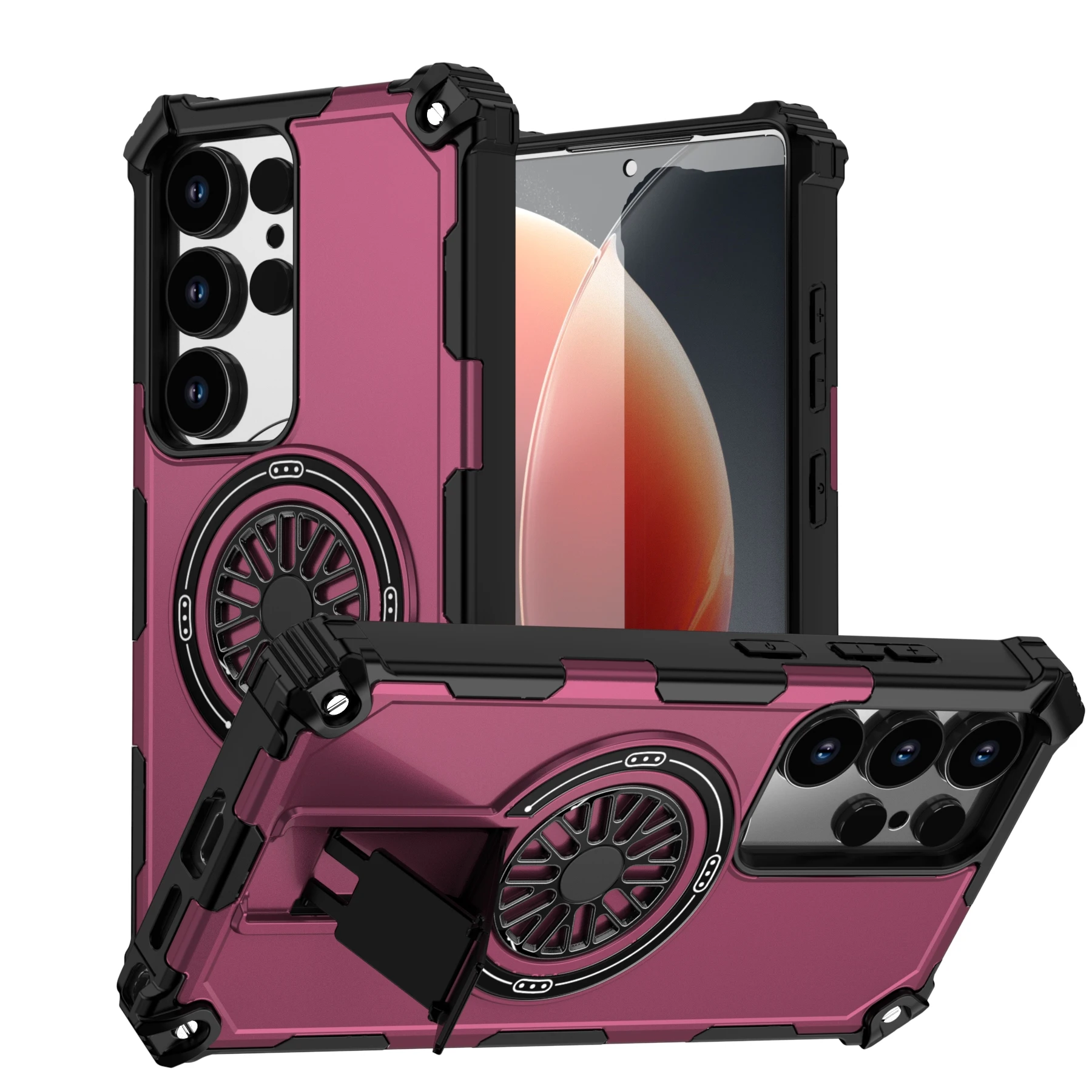 Military-Grade Magnetic Phone Case with Foldable Bracket and Armor Protection