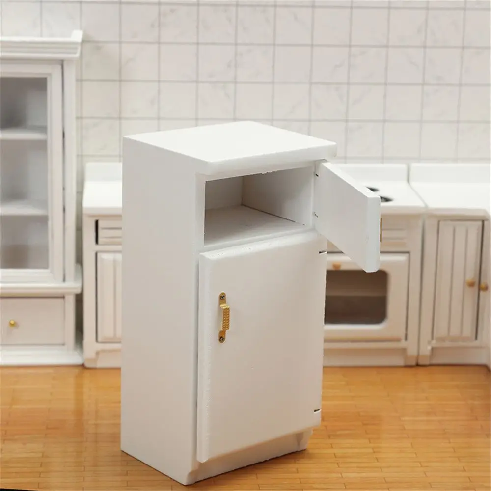 Doll Houses Accessories 1:12 Freezer Fridge White Refrigerator Dollhouse Miniature Wooden