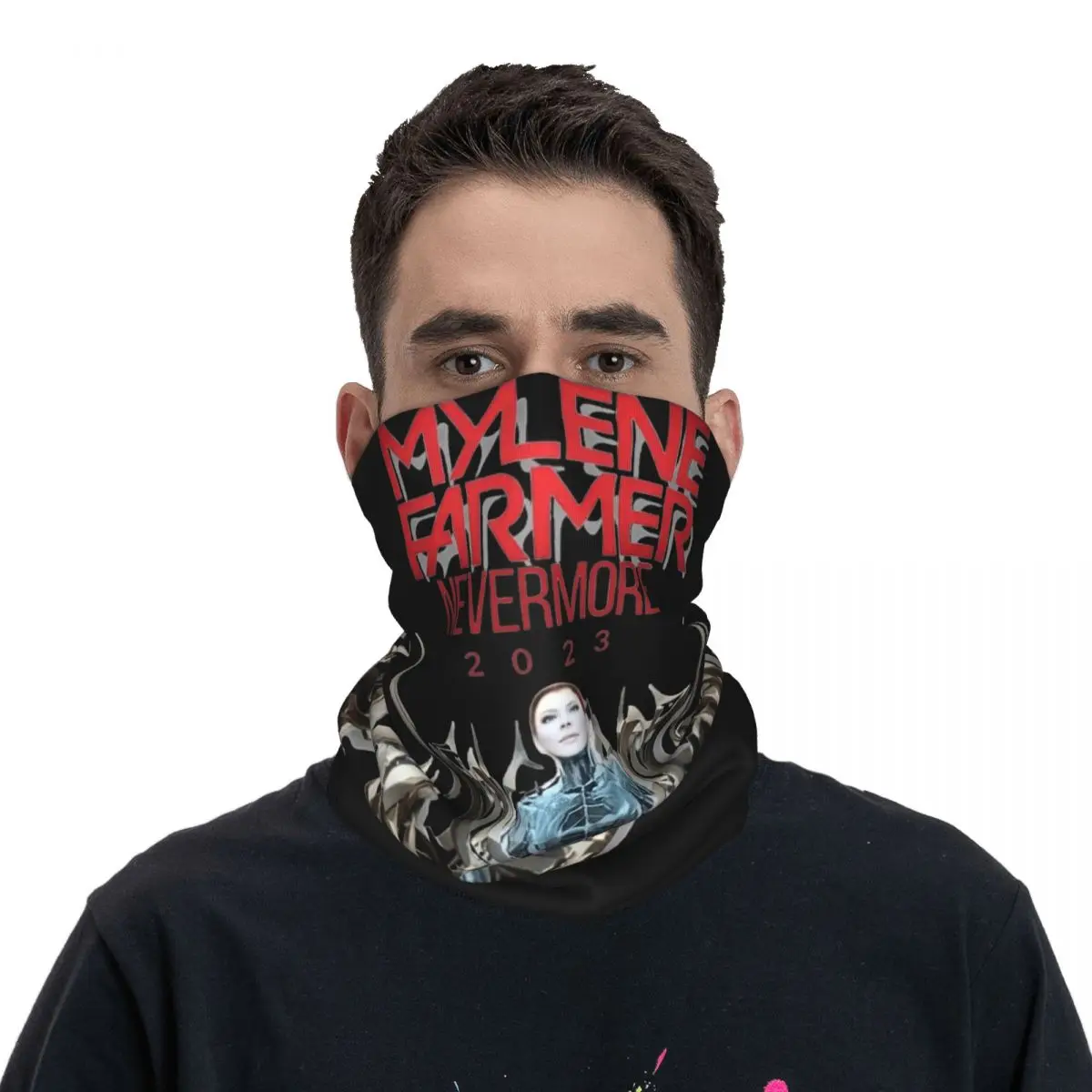 

2023 Mylene Farmer Jeanne Gautier Bandana Neck Cover Printed Nevermore Wrap Scarf Multi-use Balaclava For Riding Windproof