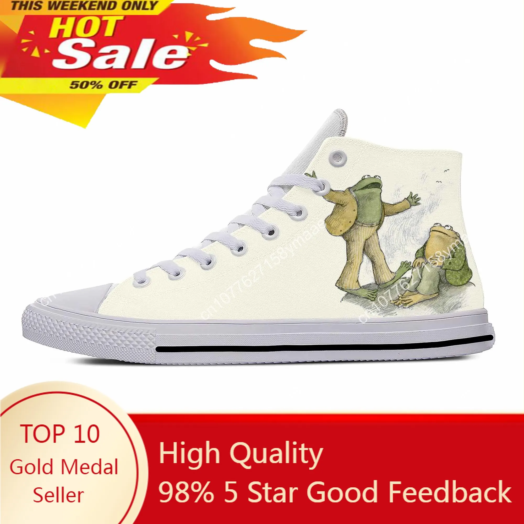 

Anime Cartoon Manga Frog And Toad-Be Gay Do Crime Casual Cloth Shoes High Top Lightweight Breathable 3D Print Men Women Sneakers