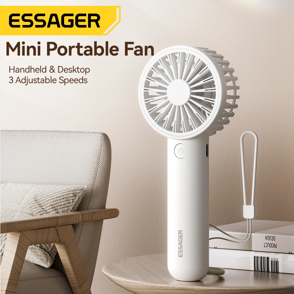 1200mAh USB Handheld Mini Fan handheld fan Portable Multifunction 3 Speed Type C Rechargeable Fans With Carabiner For Outdoor Travel
