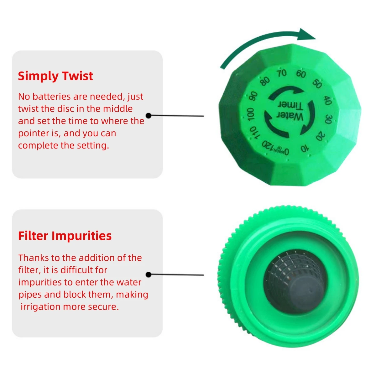 Description Picture 6 of item3/4" Female Thread To 16mm Nipple Joint Mechanical Water Timer Automatic Two-Hours Pointer Garden Irrigation Water Controller