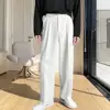 Men Pants Button Zipper Fly Pockets Loose Korean Style Suit Pants Spring Autumn Mid-Waist Straight Wide Leg Casual Trousers 1