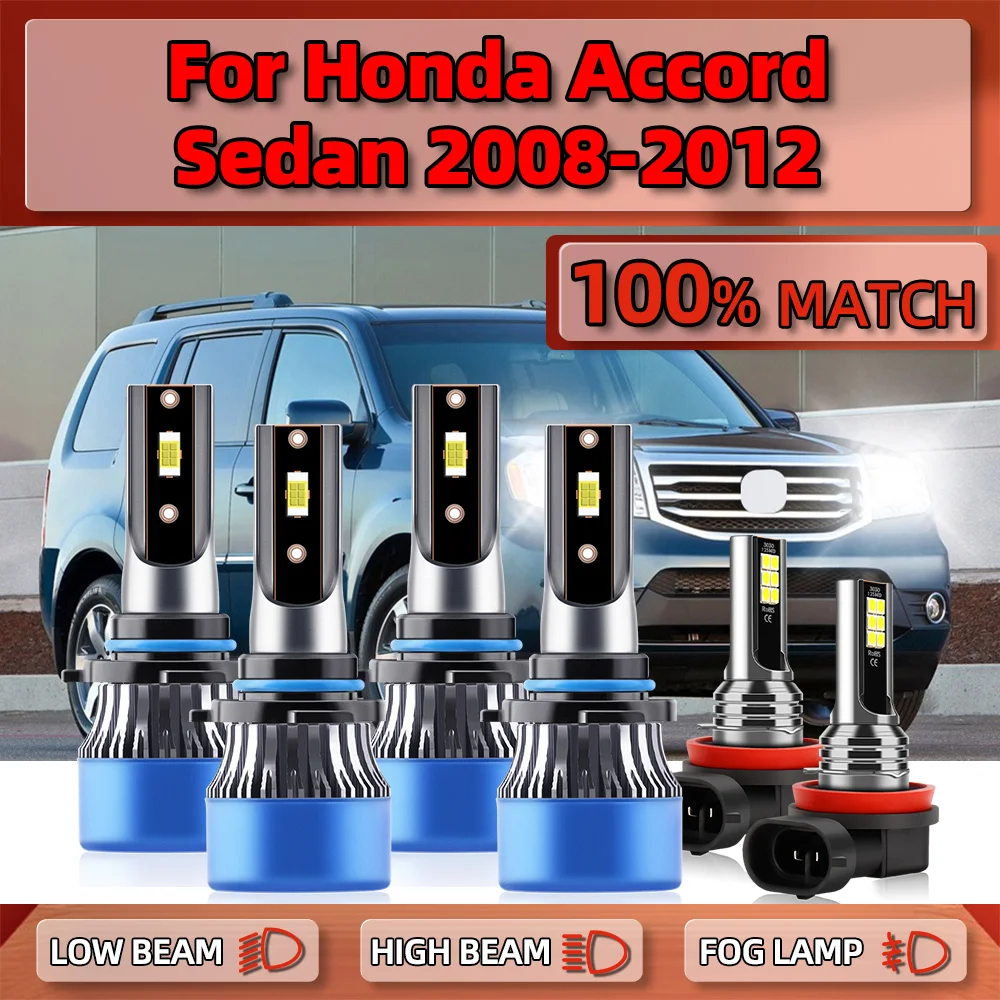 

360W LED Headlight 60000LM Canbus Car Lights 6000K Auto Fog Light Bulbs For Honda Accord Sedan 2008 2009 2010 2011 2012