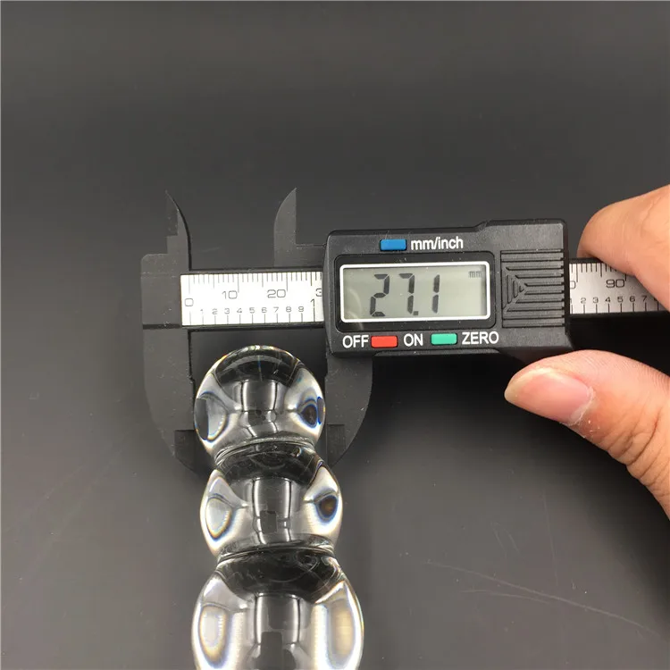Dildo de cristal pyrex com esferas e butt plug anal para adultos_voghion.com