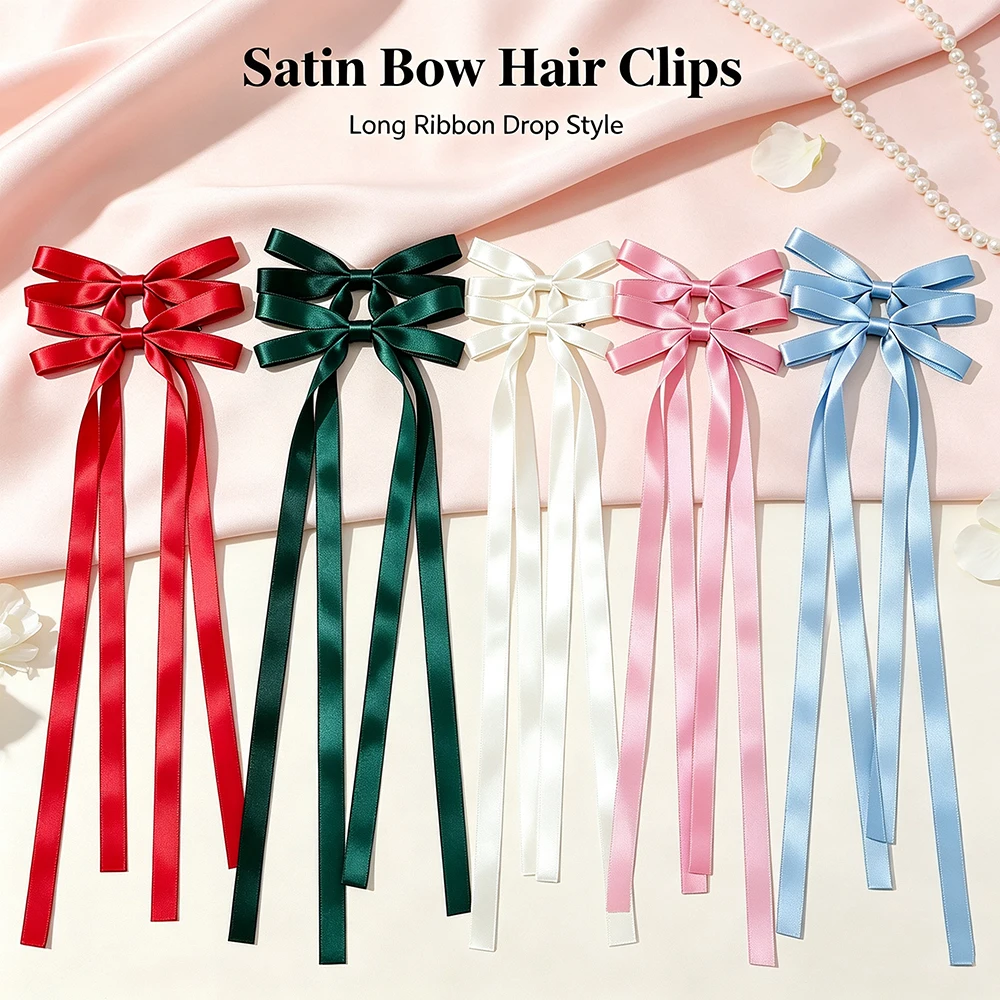 Elegant Black and White Bow Hair Clips
