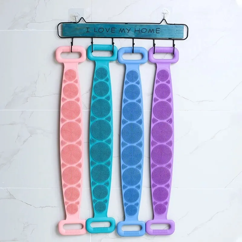 Body Sponge Silicone Brushe Bath Towels Scrubber Rubbing Back Peeling Massage Shower Belt Extended Skin Clean Brushes Bath Brush