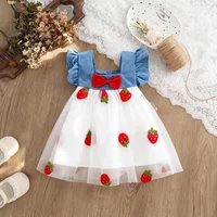 Baby Girl Dress Summer Cherry Mesh Girl's Dress Cute Beach Baby Dress Baby Girl Clothes 1