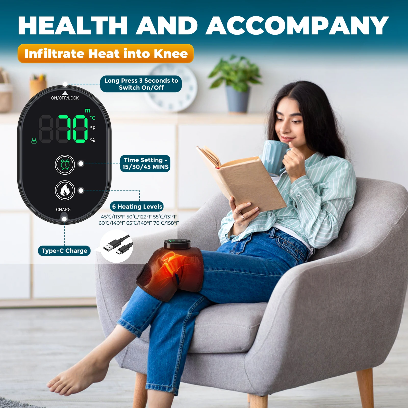 Wireless Heating Knee Brace with Digital Display Controller Heated Shoulder Pad & Elbow Pad