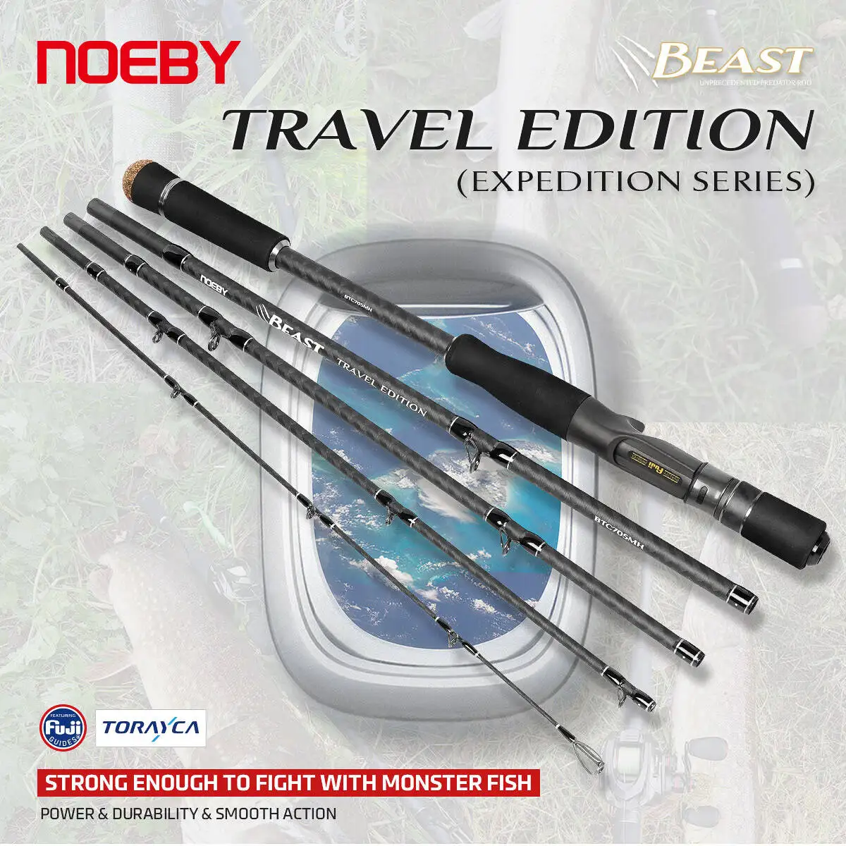 Noeby 1.83m 2.13m 5 sections Beast Travel Edition Fishing Rod 9kg