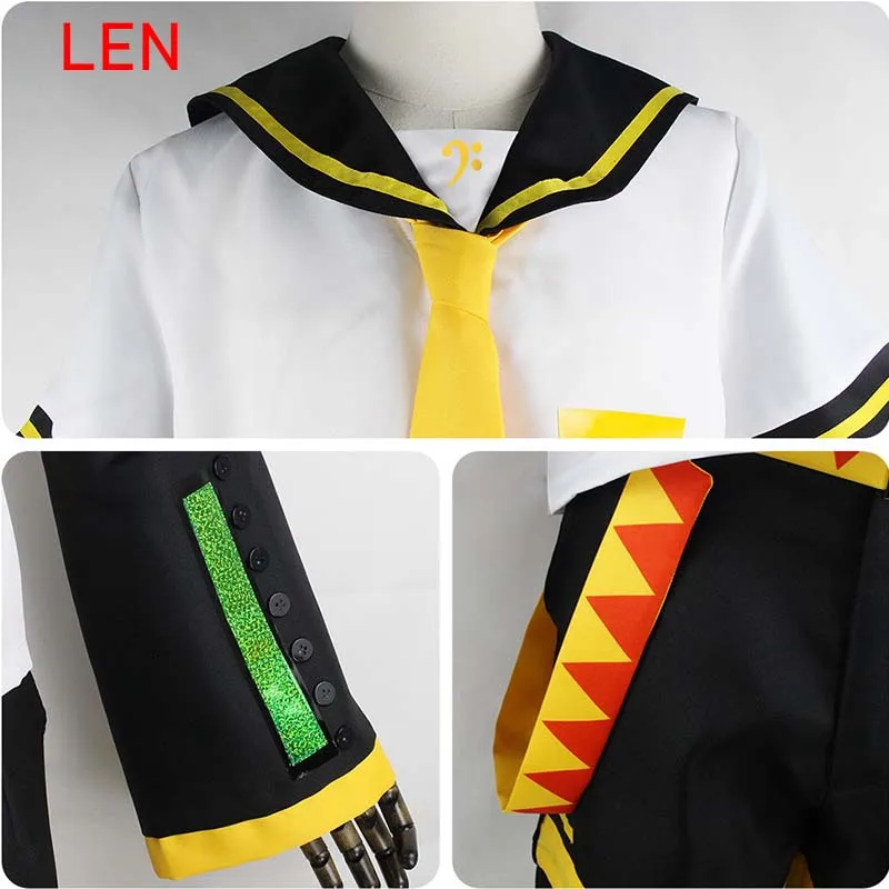 Anime Rin Len Fantasia Cosplay, Uniforme Kagamine JK para o Halloween, Roupas Comic Con