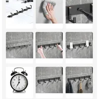 Household Wall Coat Rack Black Hooks For Hangging Clothes Towel Hanger Bathroom Robe Hook Heavy Duty Kitchen Accessories 6