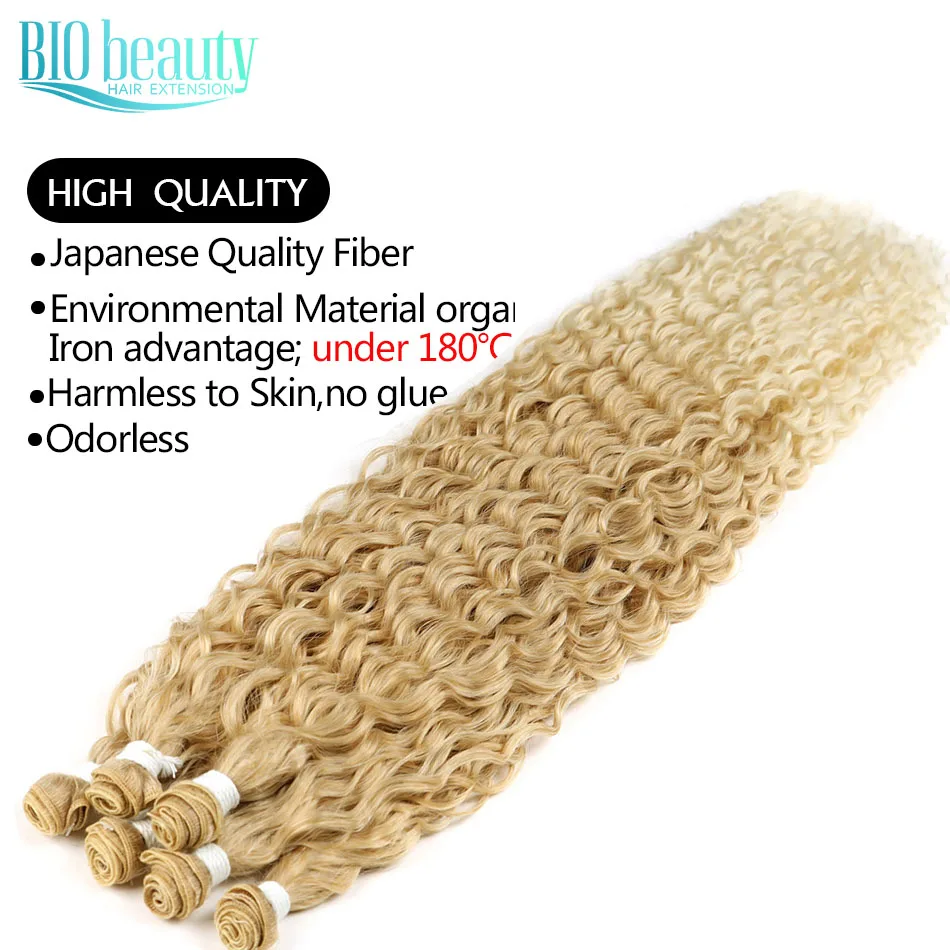 Synthetic Curly Hair Bundles Water Wave Extensions Weave Heat Resistant Fiber hair extensions