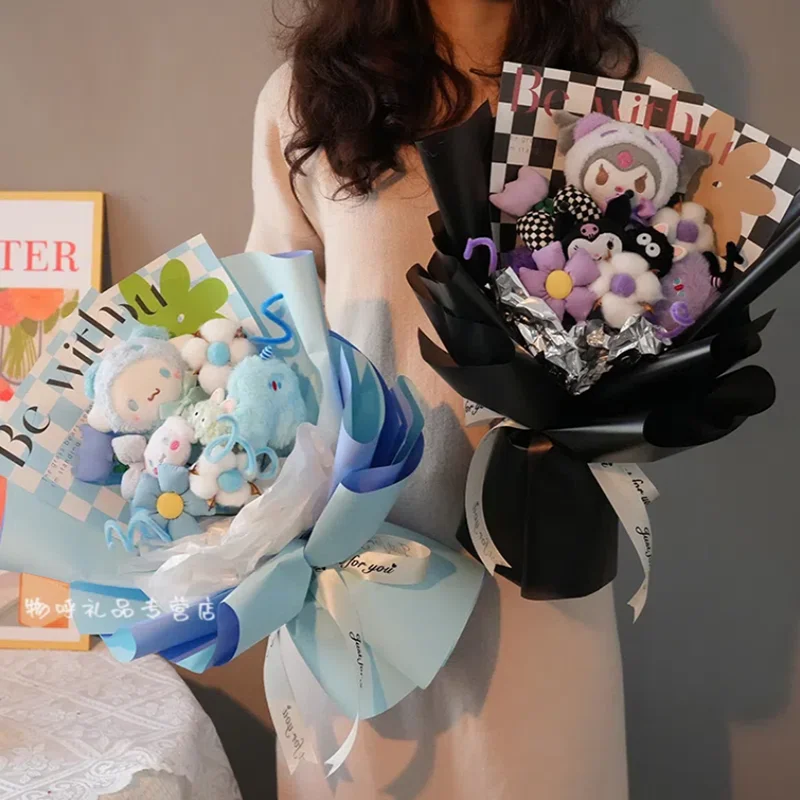 Kawaii Pochacco Peluche Bambola Bouquet Kuromi Cartoon Home Decor  Giocattoli Sanrios Stuffed Anime Compleanno Fidanzata San Valentino Regalo