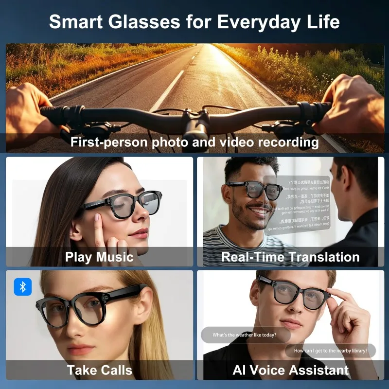 Smart AI Glasses with 1080P HD Camera – ChatGPT Voice Assistant, Bluetooth Calling, 32GB Storage, Language Translation & Music Smart Sunglasses 6