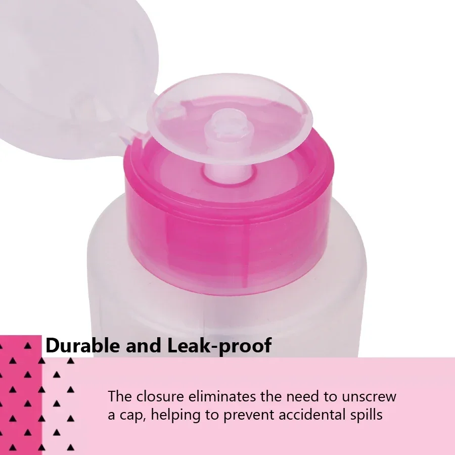 Bouteille à pompe vide portable de 210 ml, rose/transparente, distributeur de liquide pour dissolvant de vernis à ongles 1