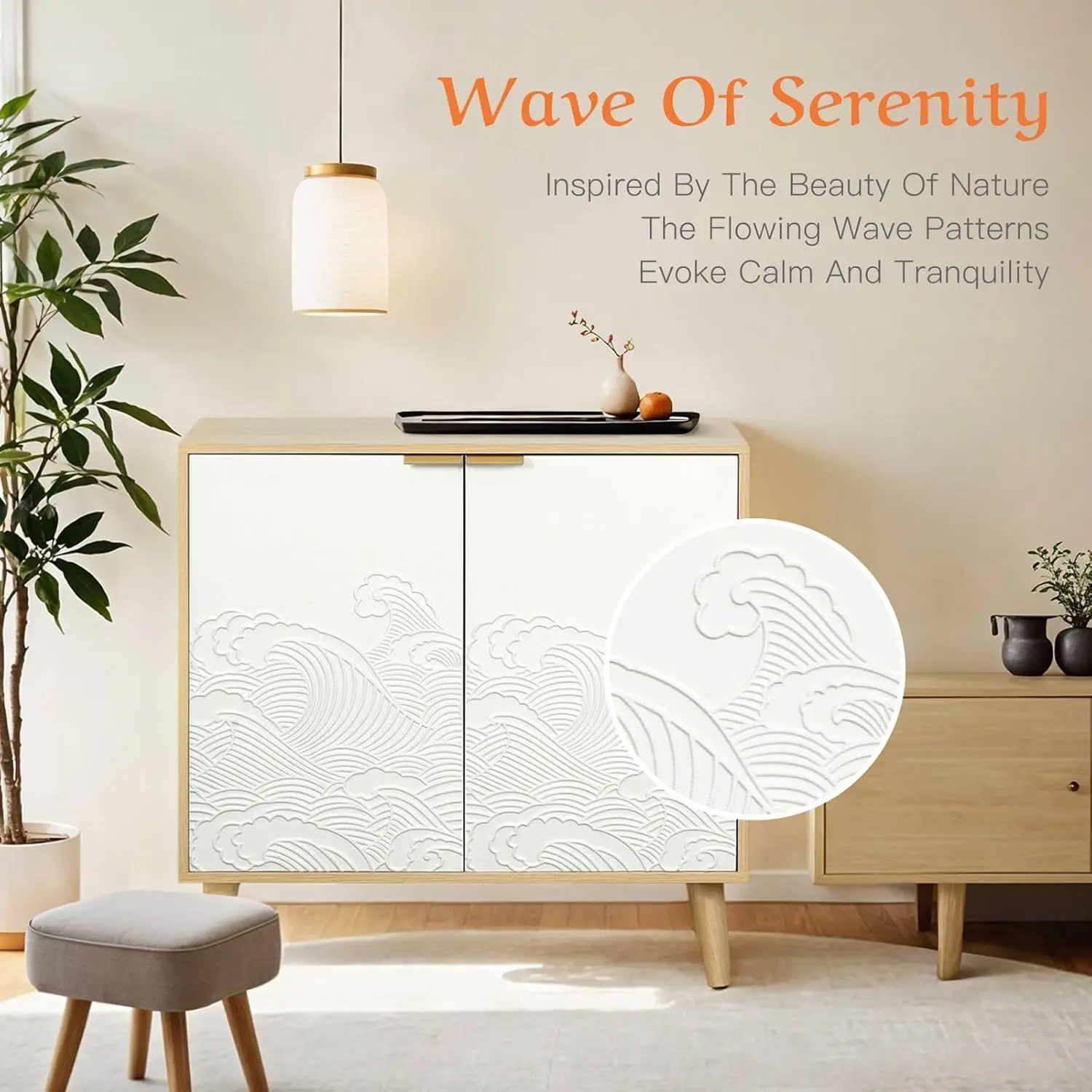 Sideboard Cabinet with Doors, 31.5 in Tall Modern Storage Cabinet with Adjustable Shelves, Sideboard Buffet Credenza