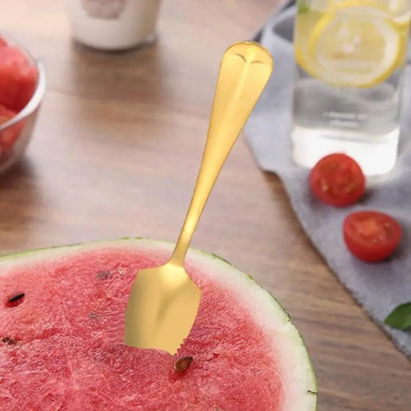 Grapefruit Spoons Stainless Steel Serrated Silverware Kitchen Tool for Kiwi Dessert Citrus Fruit Fashion Wedding Party Supplies
