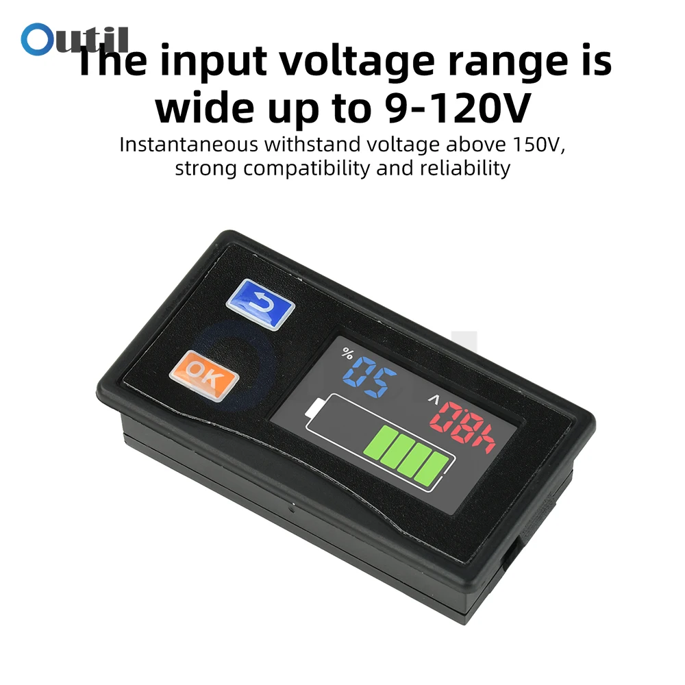 Indicatore di Tensione della Batteria con Display LCD, Ampio Range di Ingresso 9-120V, Visualizzazione in Tempo Reale per Batterie Acido, Li-ion, LiFePO4 - immagine 5