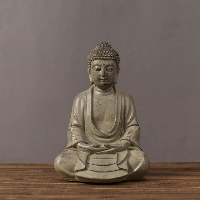 SAAKAR – Statue de bouddha Zen rétro, méditation, moines Tathagata, bouddhisme tibétain, Sculpture de tête, maison, salon, artisanat en résine, ornement 3