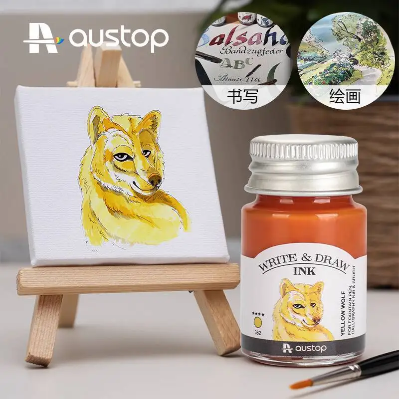 AUSTOP 드로잉 잉크 투명 액체 수채화 물감 방수 잉크 만년필 연한 색 라인 드로잉 리필 액체 10ml