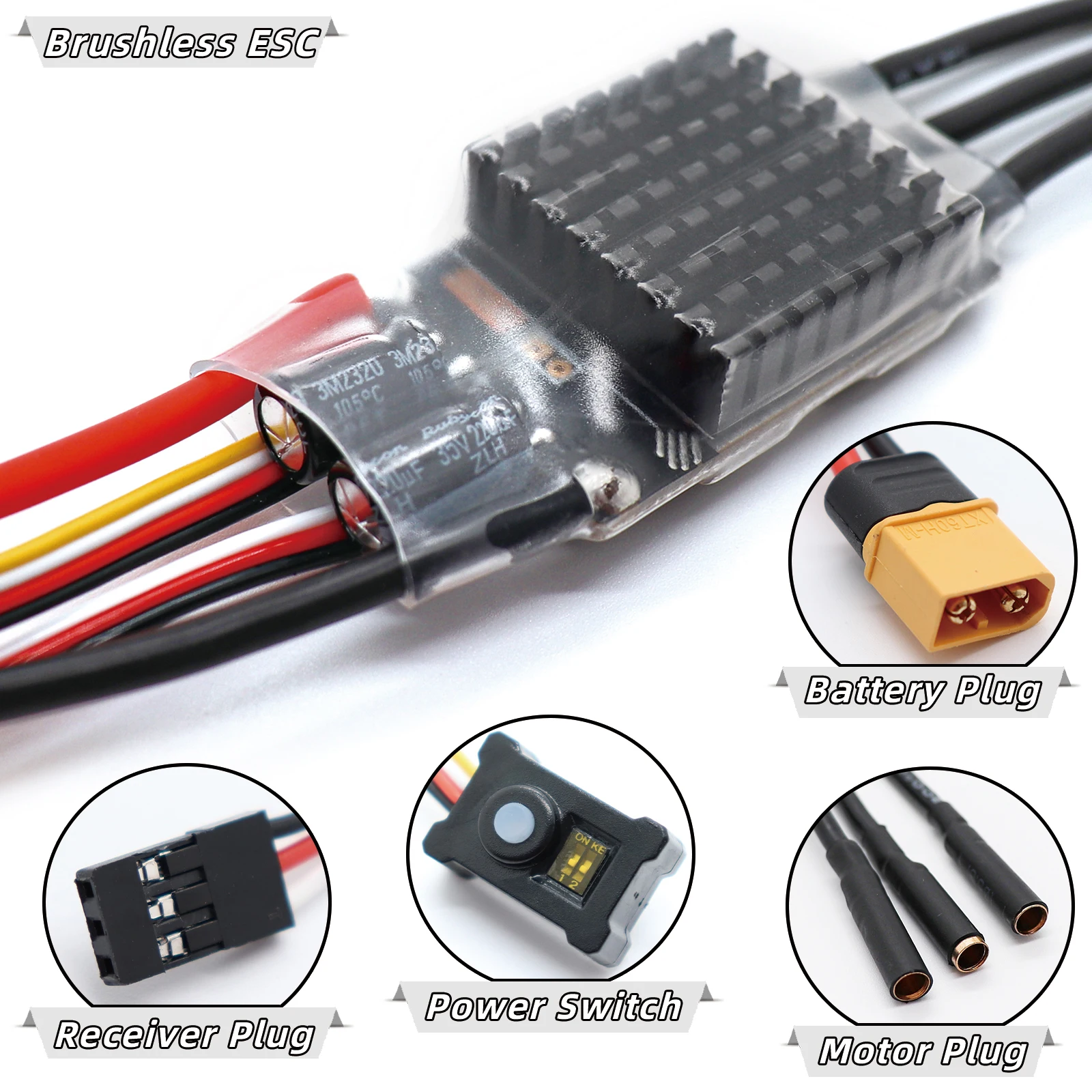 ESC RC AM32 ũѷ ESC  ý 귯ø  ޺ RM-S20 ޺ 80A ESC, RC ڵ  SCX10 Traxxas TRX-4 TRX-6