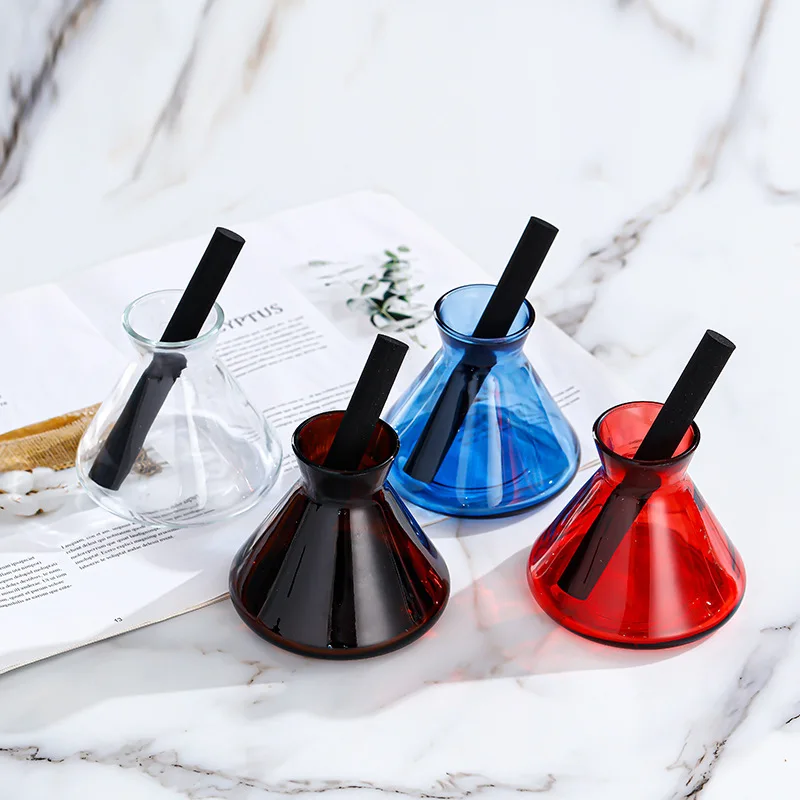 2PCS 220ml Funnel Shape Empty Reed Diffuser Glass Container Essential Oil Bottle Home Fragrance Diffuser Decorative Bottle
