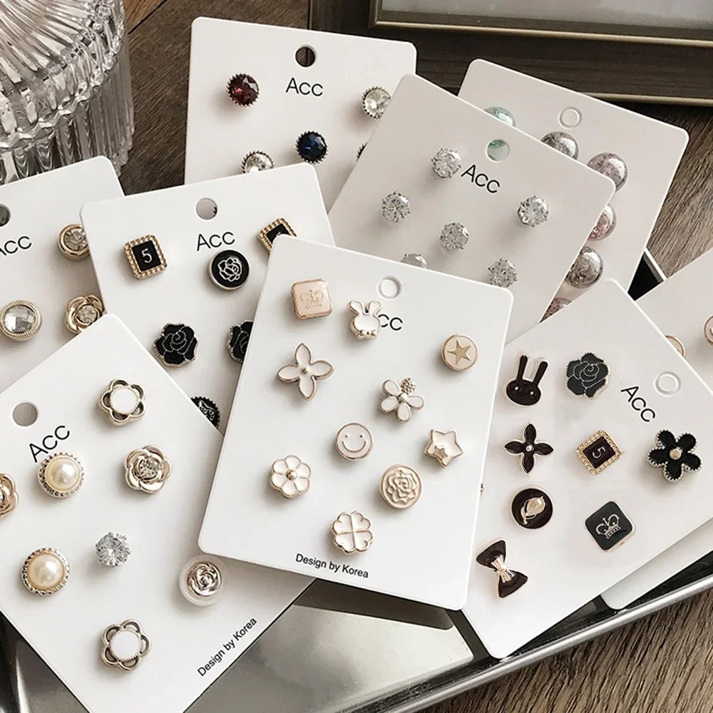 

Brooch Pin Set Women's Small Brooch Pearl Rhinestones Lapel Pins Sweater Shirt Fixed Clothes Decoration Accessories Gift