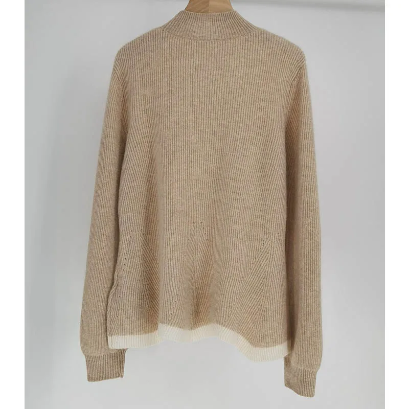 

11.28 Women's High Quality Loose Casual Stand Collar Long Sleeve Soft Comfortable Cashmere Knit Sweater