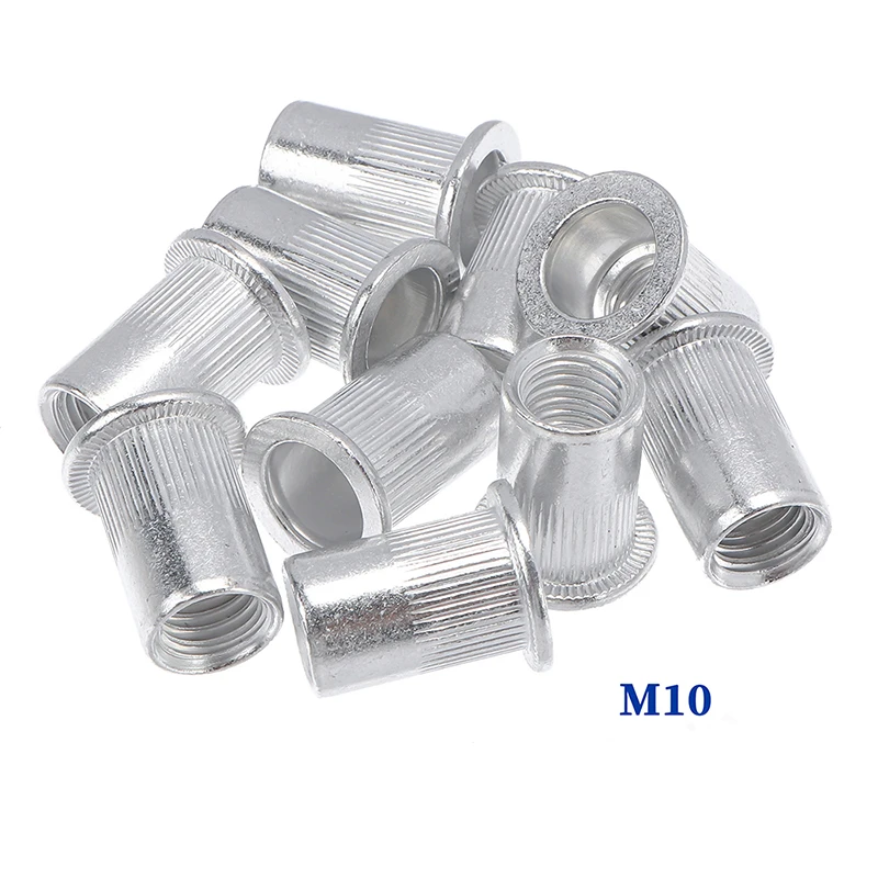 50/20pcs M3 M4 M5 M6 M8 M10 Aluminum Alloy Rivet Nuts Flat Head Threaded Insert Rivet Nuts Set Nutsert Cap Nut Rivnut