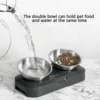 PETWAN Raised Cat Bowl Stainless Steel,Non-Slip Silicone Mat&Raised Cat Feeder with 15°&0°Tilting Neck Protective Bowl for Pets 2
