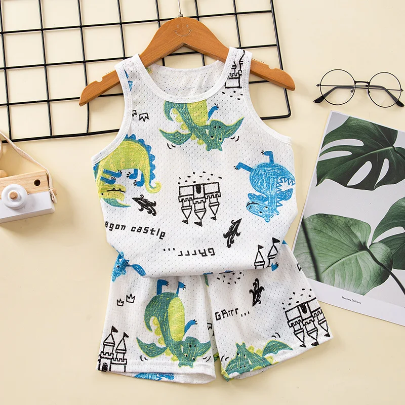 Toddler Baby Boy Pajamas Cotton Sets for Girls 0 to 1 2 3 4 5 6 7 8 9 Years Summer Children Pyjama Short Sleeveless Kids Pijamas 3