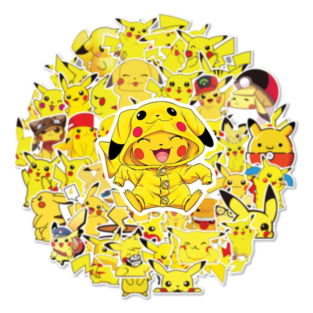 

10/30/50pcs Kawaii Pikachu Stickers Pokemon Anime Decals DIY Skateboard Phone Car Waterproof Cool Cartoon Kids Sticker Toys Gift