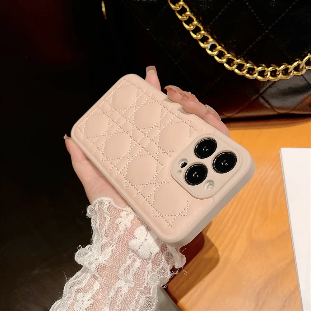 Luxury Microfiber Leather Embroidery Phone Case For Iphone 11 Pro Max 13 12 Pro Max Back Cover iphone se phone case