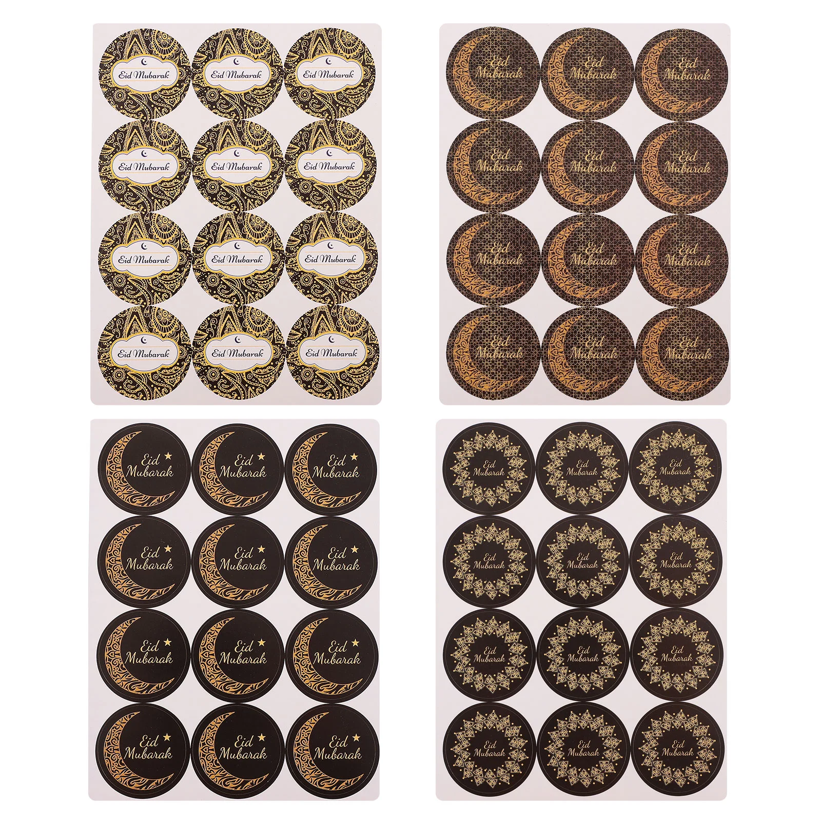 

480 Pcs Eid Mubarak Stickers Party Seal Ramadan Sealing Labels The Gift Packing Bag Decor for Festival Round