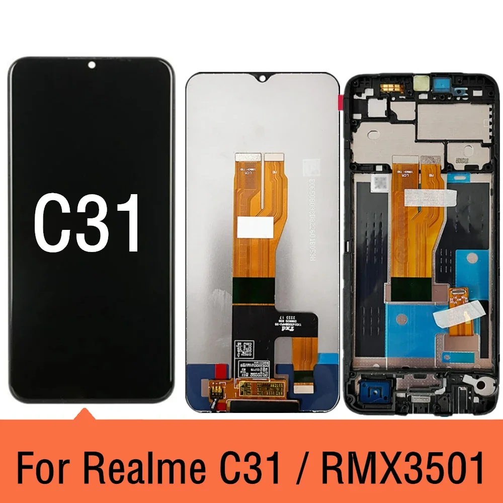 

Дисплей 6,5 дюйма для Oppo Realme C31 RMX3501, сенсорная панель, дигитайзер, рамка в сборе, замена