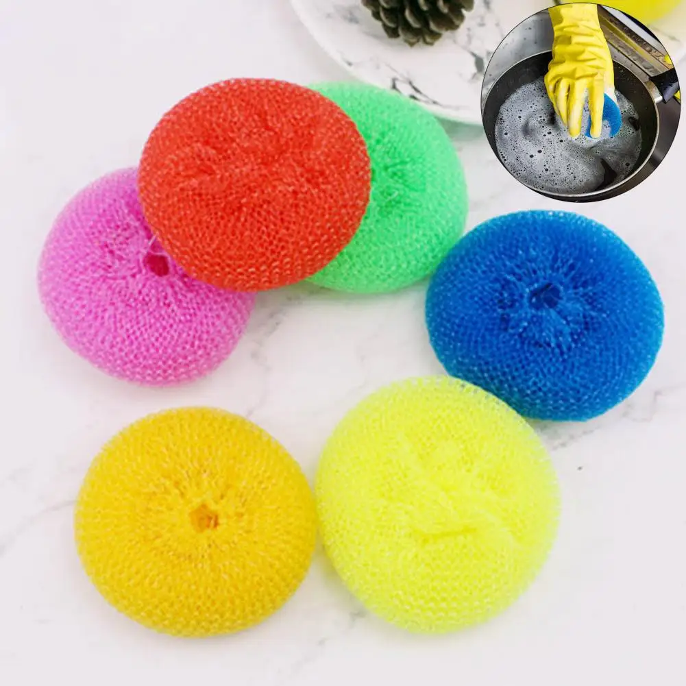 

24Pcs Non-Scratch Cleaning Ball Random Color Multipurpose Useful Plastic Clean Up Grease Dish Mesh Scrubber Household Supplies