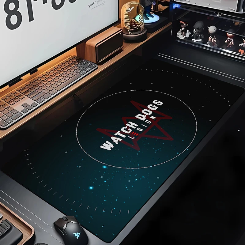 Grandi Giochi W-Watch Dogs Mouse Pad Office Desk Protector Mat Gomma Naturale Impermeabile Antiscivolo Mousepad Xxl Game Deskmat 80X30