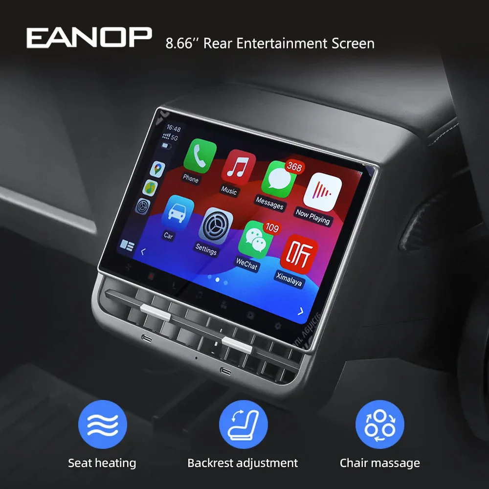 

EANOP 8.66 Model Y 3 Rear Entertainment Screen Climate Control Dashboard for Tesla Model Y 3 Support Carplay Andriod Auto Video