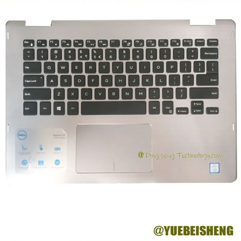 

YUEBEISHENG 95%NEW/Org For Dell Latitude 13 3379 2-in-1 palmrest US keyboard upper cover Touchpad,Silver