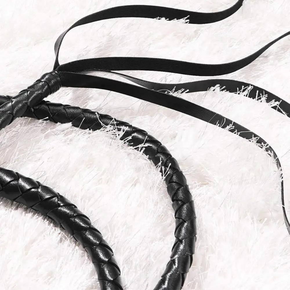 TAUOE Fouet Rouge En Cuir, 65 Centimètres, Design à Trois Rivets, Manche De 30 Centimètres