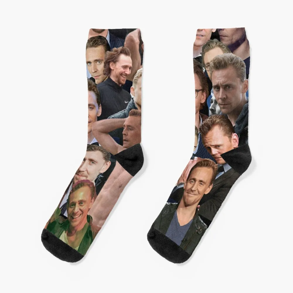 Tom Hiddleston photo collage Socks gym socks moving stockings hockey football socks Socks For Man Women's