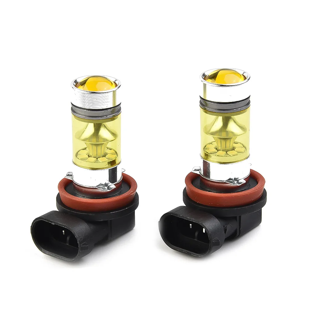 

2x Vehicle H11 H8 Yellow Fog DRL Light Bulbs 4300K 100W 1500LM Super Bright DRL 12V -24V Aluminum Alloy 2323 LED Chip High Power