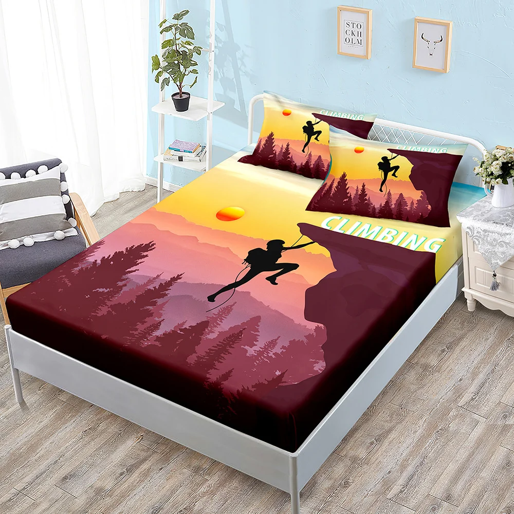 Basketball Boys Fitted Sheet Set Twin Full King Bed Fitted Sheets for Kids Teens Football Bed Set with Pillowcase Bedroom Decor 4