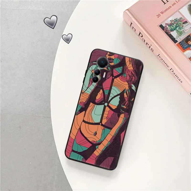 Чехол для телефона Xiaomi 13, 12, 12x12t, Redmi Note13, Note12, 13c, 12c, 12s, цветной сексуальный женский чехол с рисунком для девушки, мягкий черный чехол с защитой от падения