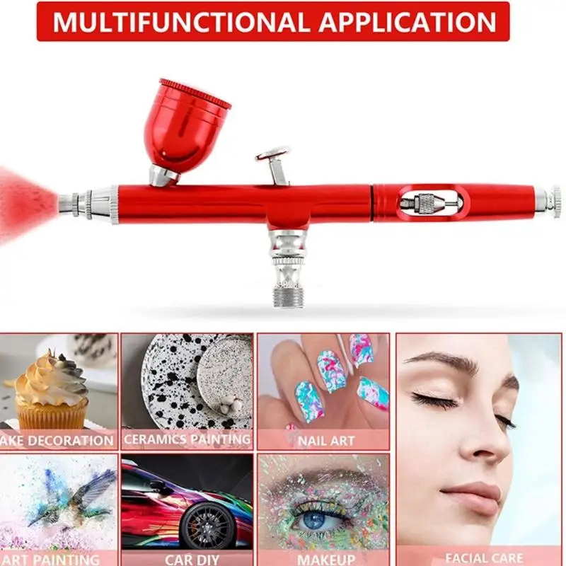 

Airbrush Dual Action Gravity Feed 0.3mm Nozzle Aluminum Gun Cake Decorating Brushes 7CC Capacity Upgraded Airbrush