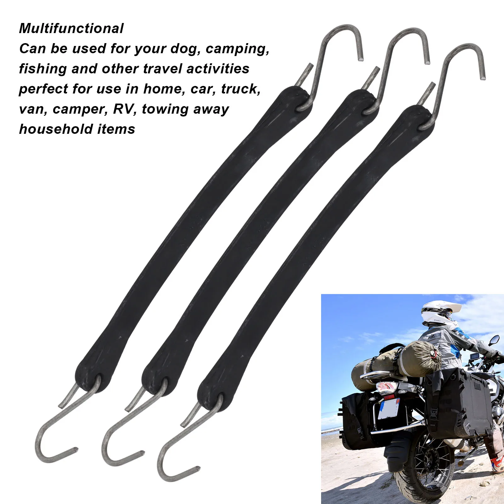 Truck Tie Down Cord 10in Heavy Duty Motorcycle Trailer Tow Rope Bungee Cord Tarp Straps with Hook Motorcycle Tie Downs