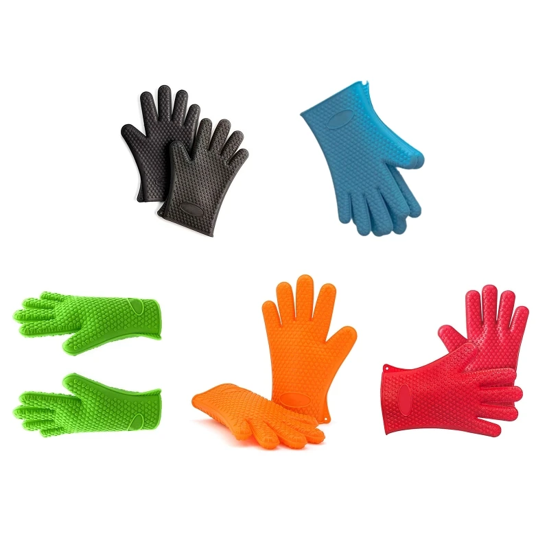 

2 шт. кухонные термостойкие силиконовые перчатки, держатель для духовки, прихватки для выпечки барбекю, поварские рукавицы